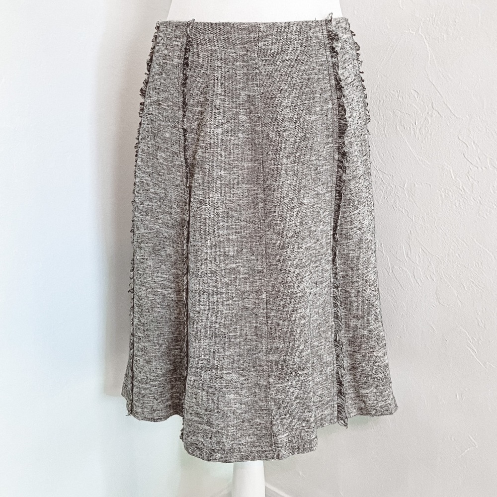 DBC Vintage Tweed Fringe Linen Long Gray Skirt